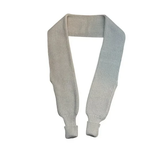 Knitted Beige Scarf With Ribbed Design By Mak B. Stylish & Versatile Accessory F - Picture 3 of 6